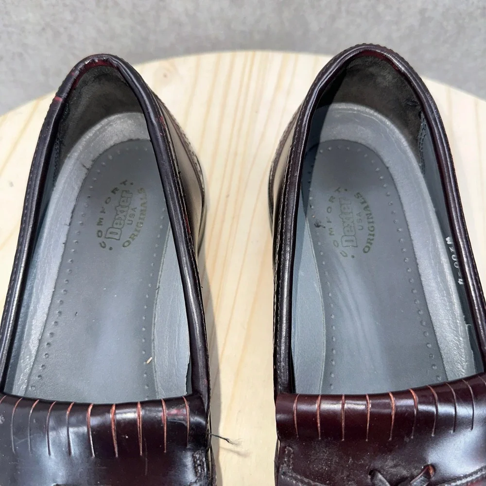 VTG Dexter Kiltie Tassel Loafer Mens 10.5 Burgundy Leather Wingtip Brogue USA